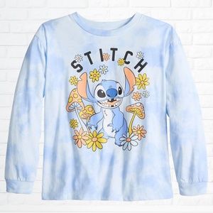 NWT Stitch Tie Dye Oversized Graphic Long Sleeve Tee - Girls M8